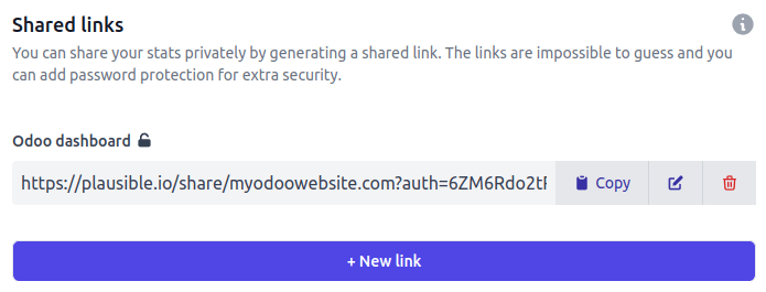 复制 Plausible.io 上的共享链接 URL